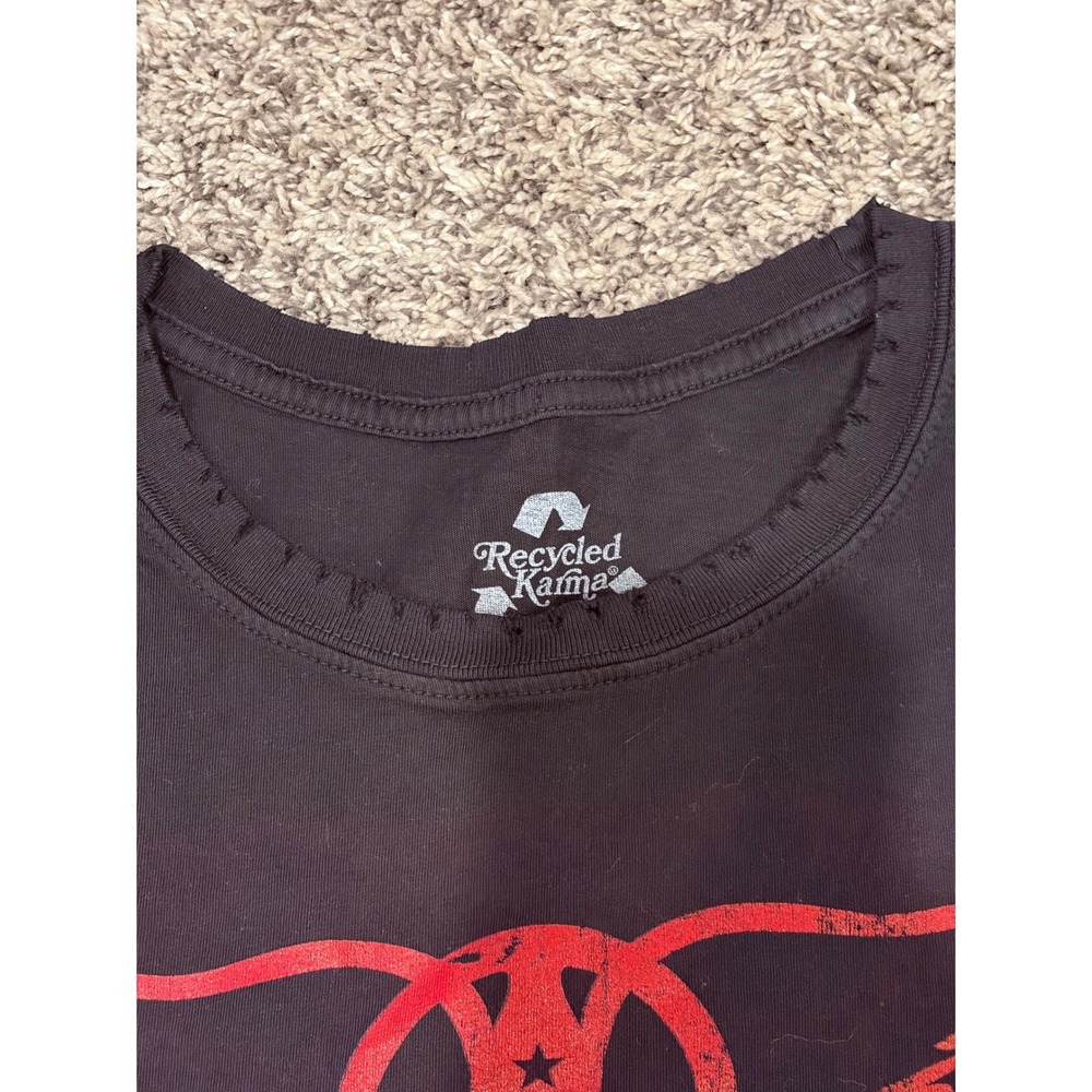 Recycled Karma Aerosmith Dream On Graphic Tee Faded Black Red Wings Distressed